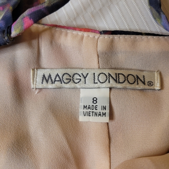 Maggy London Chiffon Floral Maxi Length Dress sz 8 - Picture 2 of 11
